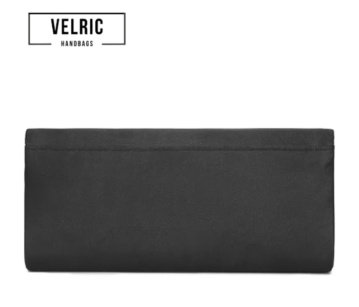 Velric Black Satin Clutch Bag with Bow Detail – Elegant Evening Handbag for Women - Image 3